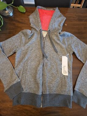 Kyodan Womens Full Zip Space Dye Hoodie Jacket Gray Pink Trim Size P/S